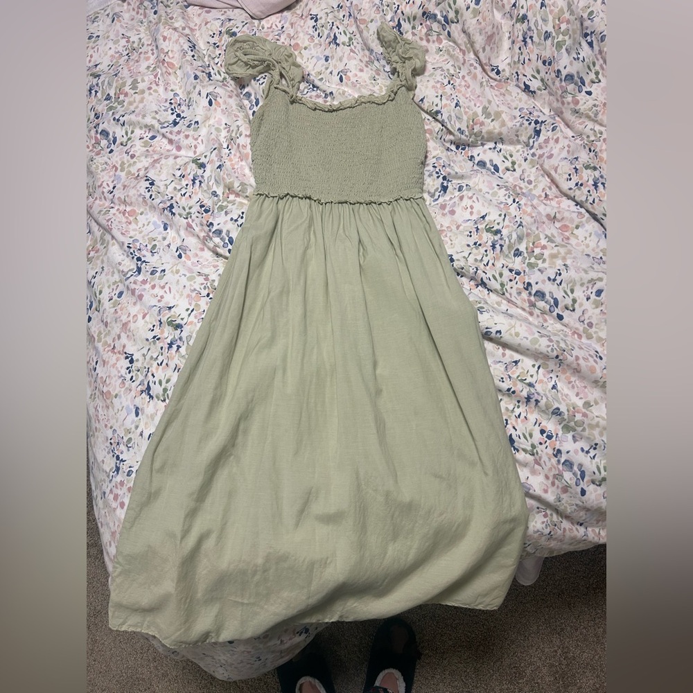 Wilfred Smocked Sundress - Light Sage Green. Size small.